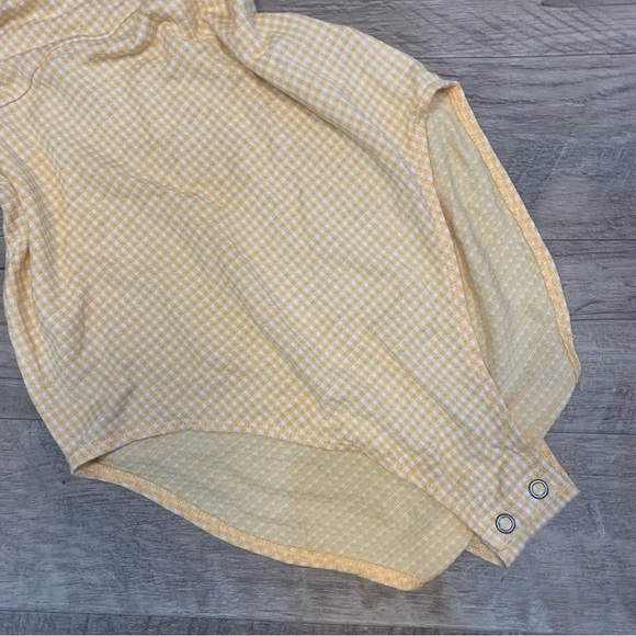 American Eagle Soft Gingham Check Bow Front Bodysuit - Picture 2 of 10